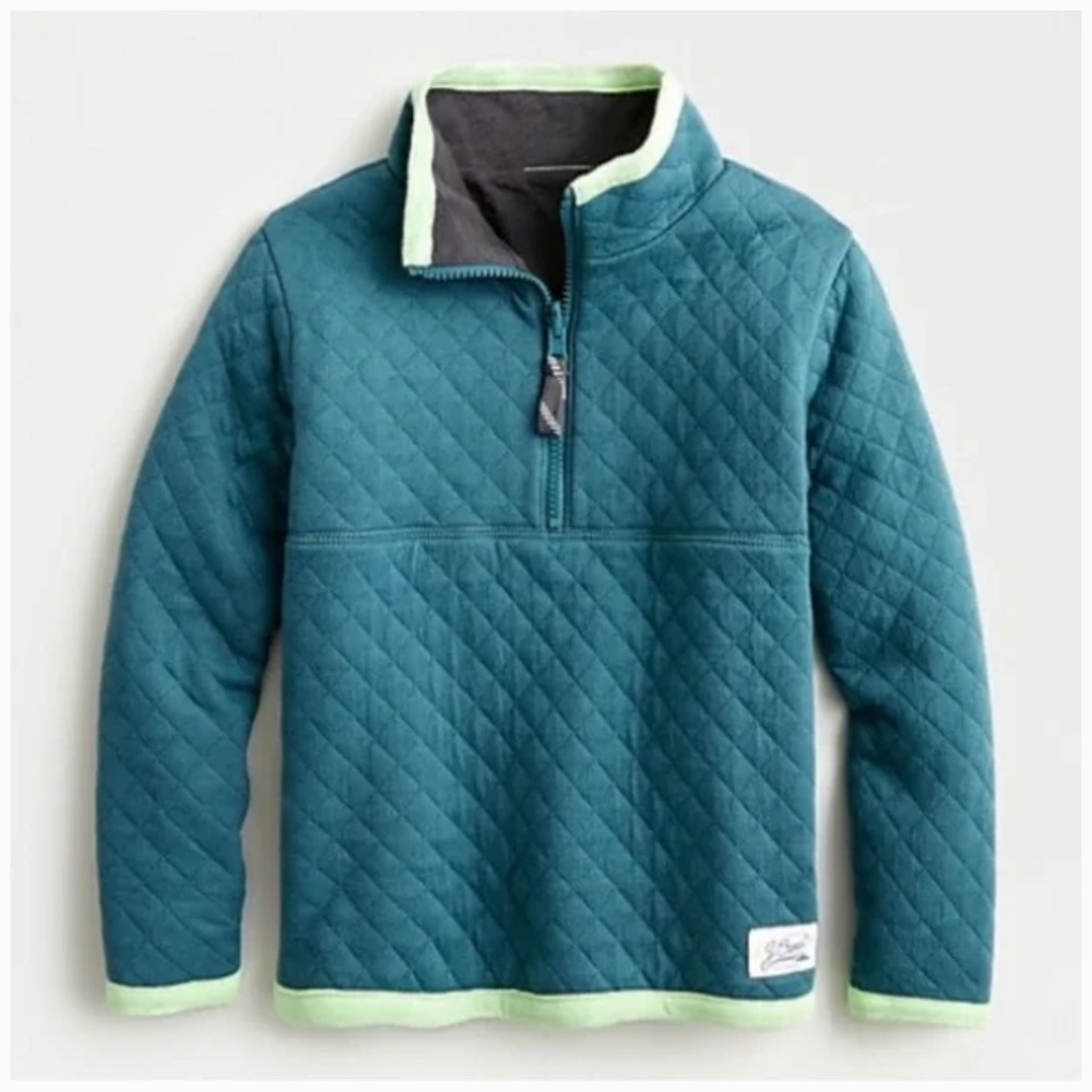 Crewcuts Boys - Quilted Reversible Half-Zip Pullover in Seattle Green - Size 8
